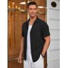COOFANDY Men’s Ribbed Button Down Shirts Short Sleeve Casual Shirt with Pocket Summer Beach Camp Tops Black