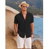 COOFANDY Men’s Ribbed Button Down Shirts Short Sleeve Casual Shirt with Pocket Summer Beach Camp Tops Black