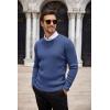 COOFANDY Men’s Ribbed Crewneck Sweater Long Sleeve Slim Fit Knitted Pullover Sweater(Blue)
