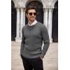 COOFANDY Men’s Ribbed Crewneck Sweater Long Sleeve Slim Fit Knitted Pullover Sweater(Dark Grey)