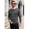 COOFANDY Men’s Ribbed Crewneck Sweater Long Sleeve Slim Fit Knitted Pullover Sweater(Dark Grey)