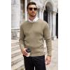 COOFANDY Men’s Ribbed Crewneck Sweater Long Sleeve Slim Fit Knitted Pullover Sweater(Khaki)