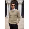 COOFANDY Men’s Ribbed Crewneck Sweater Long Sleeve Slim Fit Knitted Pullover Sweater(Khaki)