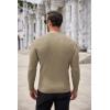 COOFANDY Men’s Ribbed Crewneck Sweater Long Sleeve Slim Fit Knitted Pullover Sweater(Khaki)