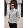 COOFANDY Men’s Ribbed Crewneck Sweater Long Sleeve Slim Fit Knitted Pullover Sweater(Light Grey)
