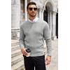 COOFANDY Men’s Ribbed Crewneck Sweater Long Sleeve Slim Fit Knitted Pullover Sweater(Light Grey)