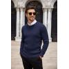 COOFANDY Men’s Ribbed Crewneck Sweater Long Sleeve Slim Fit Knitted Pullover Sweater(Navy Blue)