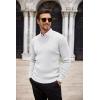 COOFANDY Men’s Ribbed Crewneck Sweater Long Sleeve Slim Fit Knitted Pullover Sweater(White)