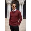 COOFANDY Men’s Ribbed Crewneck Sweater Long Sleeve Slim Fit Knitted Pullover Sweater(Wine Red)