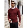 COOFANDY Men’s Ribbed Crewneck Sweater Long Sleeve Slim Fit Knitted Pullover Sweater(Wine Red)