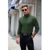 COOFANDY Mens Ribbed Slim Fit Knitted Pullover Casual Turtleneck Sweater(Army Green)