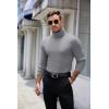 COOFANDY Mens Ribbed Slim Fit Knitted Pullover Casual Turtleneck Sweater(Gray)