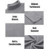 COOFANDY Mens Ribbed Slim Fit Knitted Pullover Casual Turtleneck Sweater(Gray)