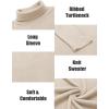 COOFANDY Men’s Ribbed Turtleneck Sweater Casual Basic Long Sleeve Knitted Pullover Sweater(Beige)