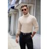 COOFANDY Men’s Ribbed Turtleneck Sweater Casual Basic Long Sleeve Knitted Pullover Sweater(Beige)