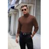 COOFANDY Men’s Ribbed Turtleneck Sweater Casual Basic Long Sleeve Knitted Pullover Sweater(Brown)