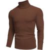 COOFANDY Men’s Ribbed Turtleneck Sweater Casual Basic Long Sleeve Knitted Pullover Sweater(Brown)