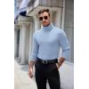 COOFANDY Men’s Ribbed Turtleneck Sweater Casual Basic Long Sleeve Knitted Pullover Sweater(Light Blue)