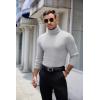 COOFANDY Men’s Ribbed Turtleneck Sweater Casual Basic Long Sleeve Knitted Pullover Sweater(Light Grey)