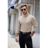 COOFANDY Men’s Ribbed Turtleneck Sweater Casual Basic Long Sleeve Knitted Pullover Sweater(Light Khaki)