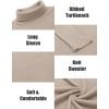 COOFANDY Men’s Ribbed Turtleneck Sweater Casual Basic Long Sleeve Knitted Pullover Sweater(Light Khaki)