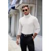 COOFANDY Men’s Ribbed Turtleneck Sweater Casual Basic Long Sleeve Knitted Pullover Sweater(White)