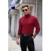 COOFANDY Men’s Ribbed Turtleneck Sweater Casual Basic Long Sleeve Knitted Pullover Sweater(Wine Red)