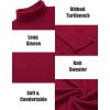 COOFANDY Men’s Ribbed Turtleneck Sweater Casual Basic Long Sleeve Knitted Pullover Sweater(Wine Red)