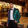 COOFANDY Mens Sequin Blazer Tuxedo Party Prom Wedding Tuxedo One Button Jacket(Blue)