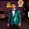 COOFANDY Mens Sequin Blazer Tuxedo Party Prom Wedding Tuxedo One Button Jacket(Blue)