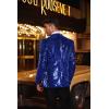 COOFANDY Mens Sequin Blazer Tuxedo Party Prom Wedding Tuxedo One Button Jacket(Navy Blue)