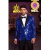 COOFANDY Mens Sequin Blazer Tuxedo Party Prom Wedding Tuxedo One Button Jacket(Navy Blue)