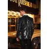 COOFANDY Mens Sequin Blazer Tuxedo Party Prom Wedding Tuxedo One Button Jacket(Pitch-black)