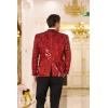 COOFANDY Mens Sequin Blazer Tuxedo Party Prom Wedding Tuxedo One Button Jacket(Red)