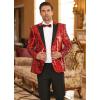 COOFANDY Mens Sequin Blazer Tuxedo Party Prom Wedding Tuxedo One Button Jacket(Red)