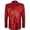 COOFANDY Mens Sequin Blazer Tuxedo Party Prom Wedding Tuxedo One Button Jacket(Red-lapel Sequins)