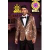 COOFANDY Mens Sequin Blazer Tuxedo Party Prom Wedding Tuxedo One Button Jacket(Rose Gold)