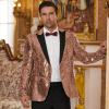 COOFANDY Mens Sequin Blazer Tuxedo Party Prom Wedding Tuxedo One Button Jacket(Rose Gold)