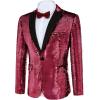 COOFANDY Mens Sequin Blazer Tuxedo Party Prom Wedding Tuxedo One Button Jacket(Rose Pink)