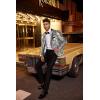COOFANDY Mens Sequin Blazer Tuxedo Party Prom Wedding Tuxedo One Button Jacket(Silver)