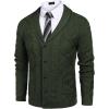 COOFANDY Mens Shawl Collar Cardigan Sweater Slim Fit Button Down Cable Knitted Sweater with Pockets(Army Green)