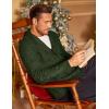 COOFANDY Mens Shawl Collar Cardigan Sweater Slim Fit Button Down Cable Knitted Sweater with Pockets(Army Green)