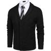 COOFANDY Mens Shawl Collar Cardigan Sweater Slim Fit Button Down Cable Knitted Sweater with Pockets(Black)