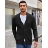 COOFANDY Mens Shawl Collar Cardigan Sweater Slim Fit Button Down Cable Knitted Sweater with Pockets(Black)