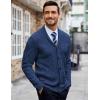 COOFANDY Mens Shawl Collar Cardigan Sweater Slim Fit Button Down Cable Knitted Sweater with Pockets(Blue)
