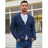COOFANDY Mens Shawl Collar Cardigan Sweater Slim Fit Button Down Cable Knitted Sweater with Pockets(Blue)