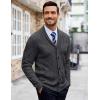 COOFANDY Mens Shawl Collar Cardigan Sweater Slim Fit Button Down Cable Knitted Sweater with Pockets(Dark Grey)
