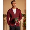 COOFANDY Mens Shawl Collar Cardigan Sweater Slim Fit Button Down Cable Knitted Sweater with Pockets(Wine Red)