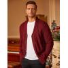 COOFANDY Mens Shawl Collar Cardigan Sweater Slim Fit Button Down Cable Knitted Sweater with Pockets(Wine Red)