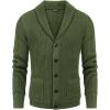 COOFANDY Men’s Shawl Collar Cardigan Sweater Slim Fit Cable Knit Button up Sweater with Pockets(Army Green)